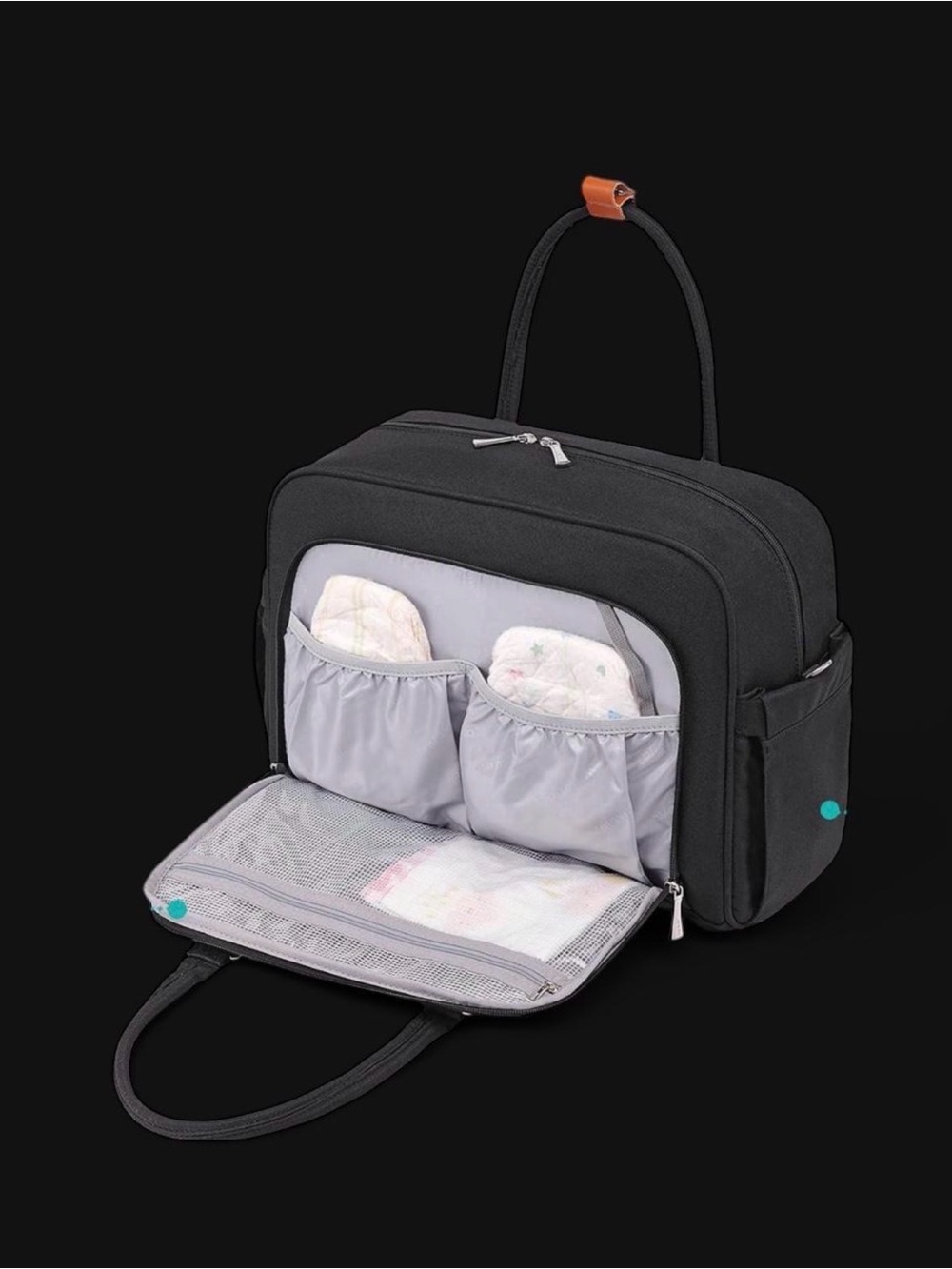 WELAVILA Large Convertible Diaper Bag Tote in Black